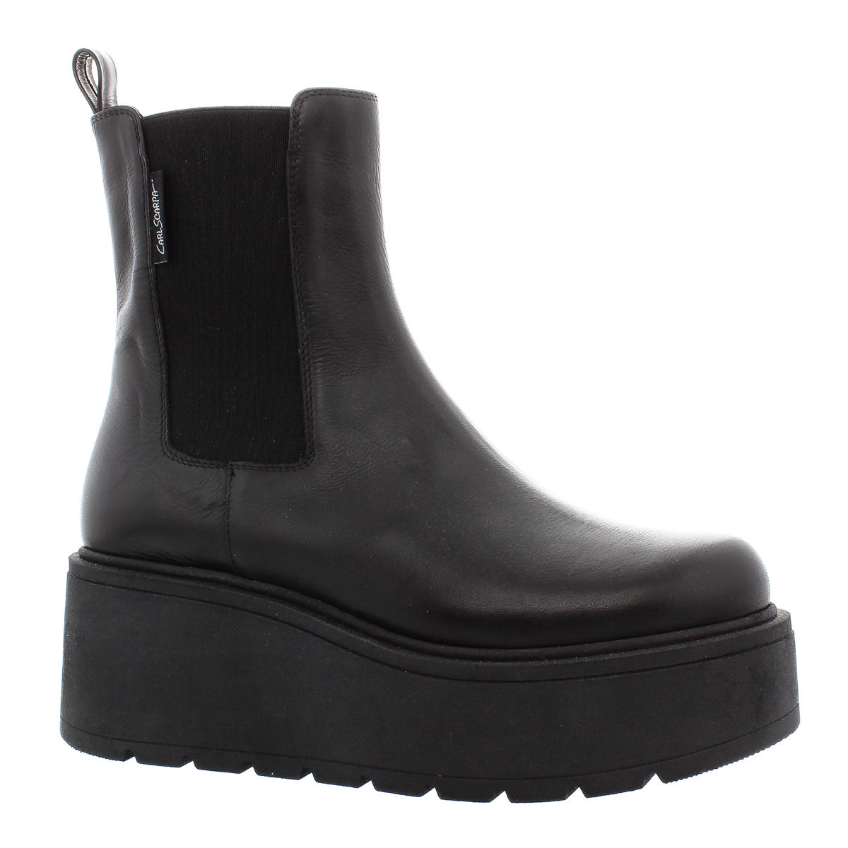 Zen Leather Chunky Wedge Ankle Boots