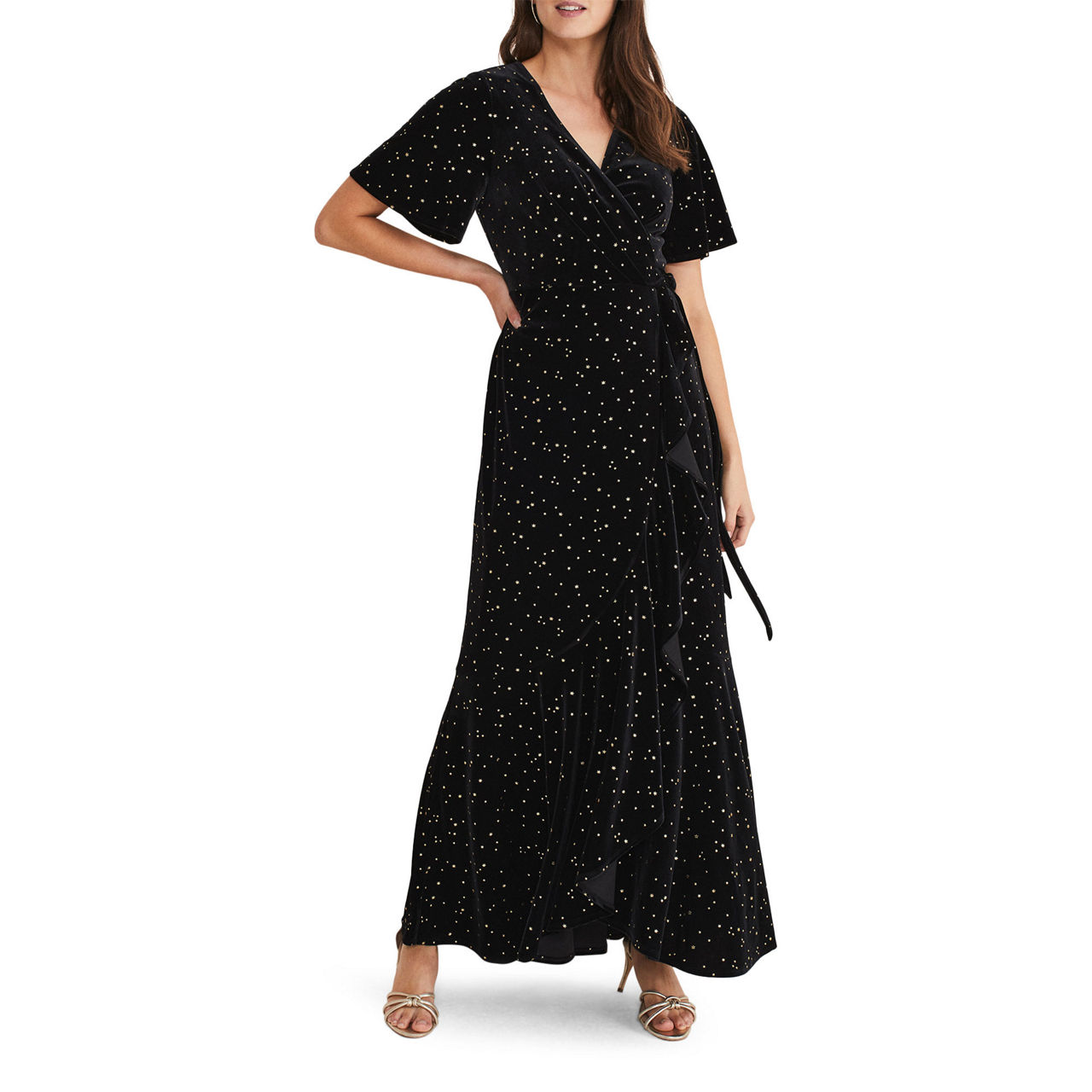 Wrap star velvet dress sales