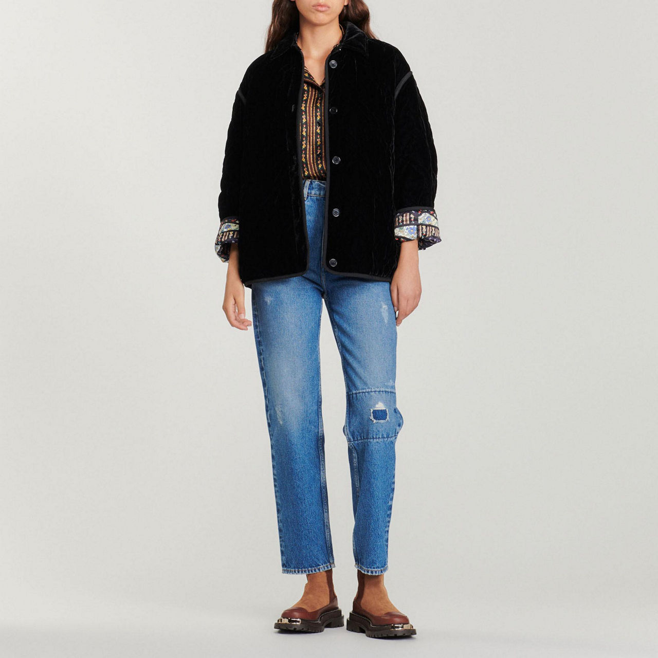 SANDRO Belokan Reversible Velvet Jacket