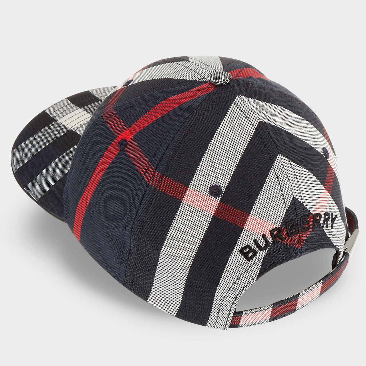 BURBERRY Check Print Cap Navy