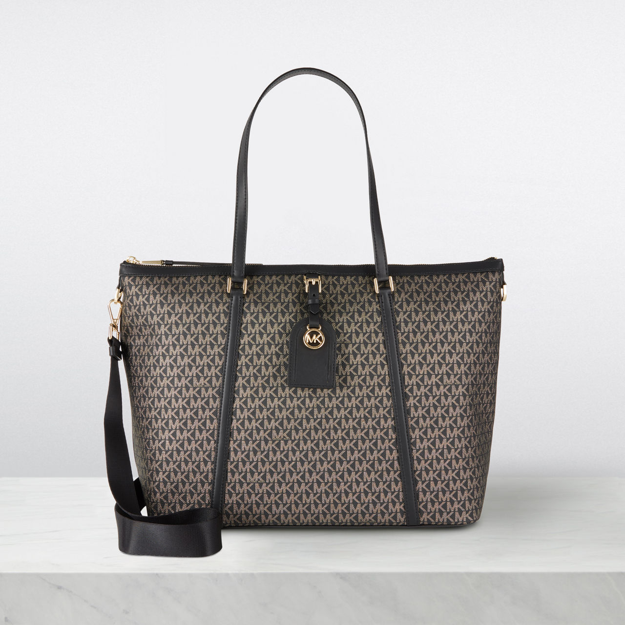 Michael kors black logo tote sale