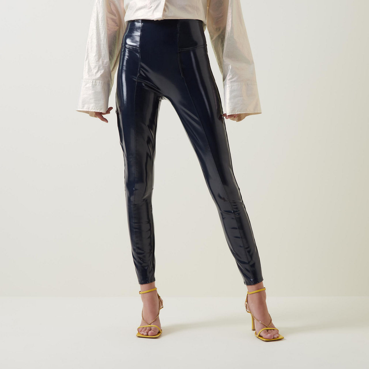 Control Top Faux Patent Leather Leggings