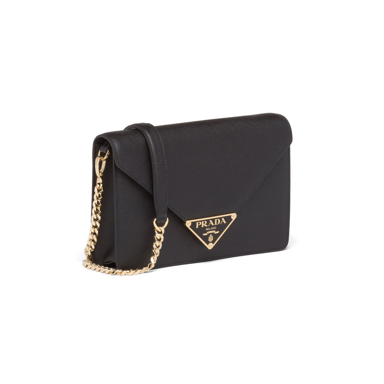 Saffiano Leather Shoulder Bag in Black - Prada