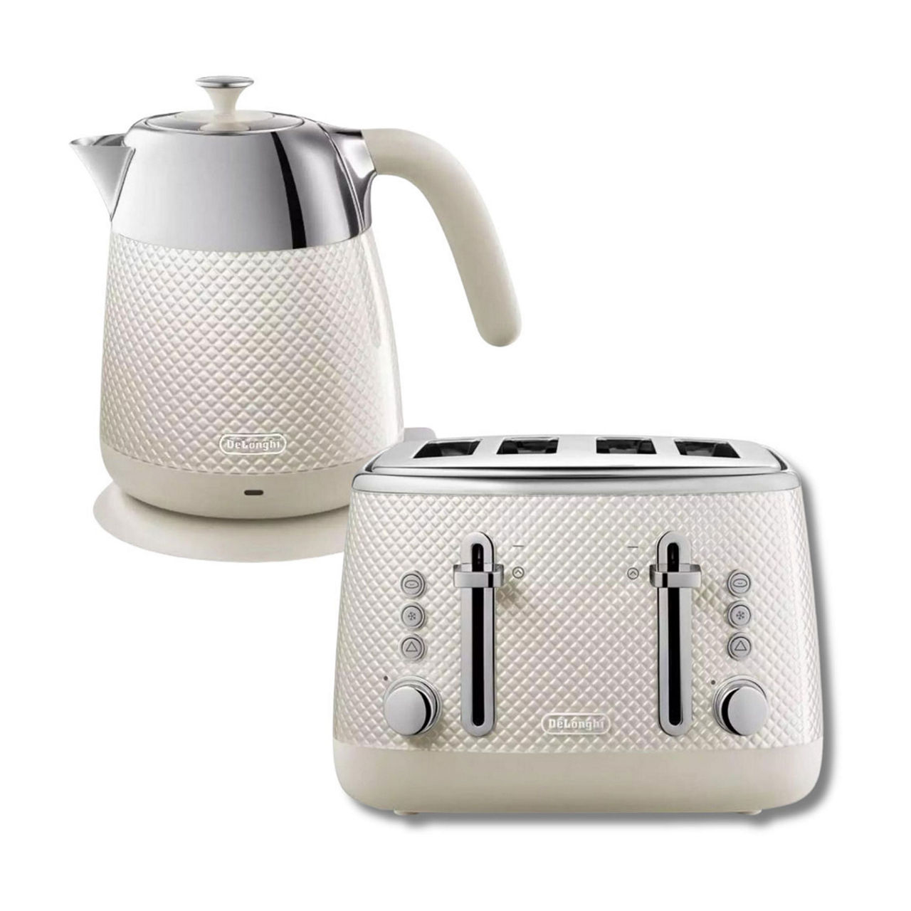 Delonghi white kettle 2024 and toaster set