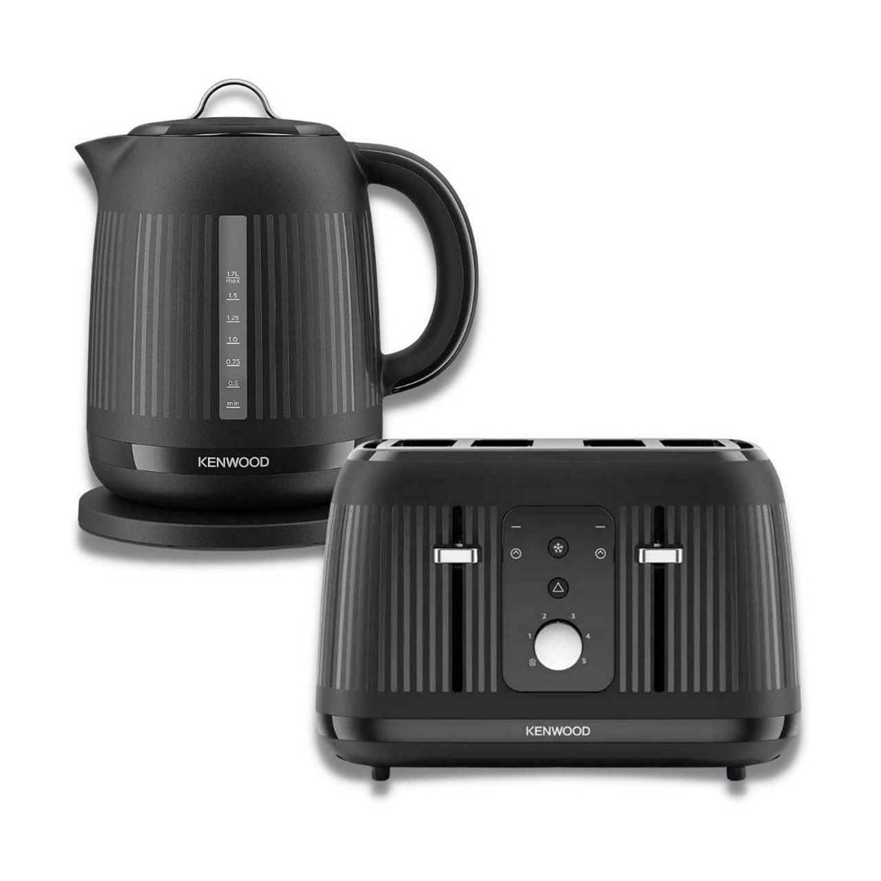 29.99 Voche Black Cordless Kettle & 4 Slice Longslot Toaster Set Voche