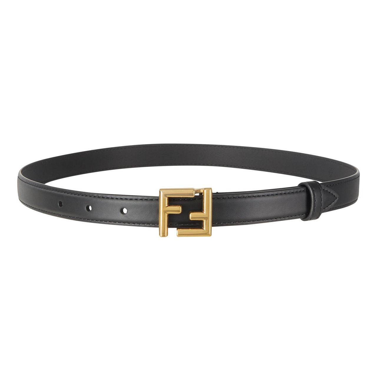 FENDI FF Buckle Slim Leather Belt