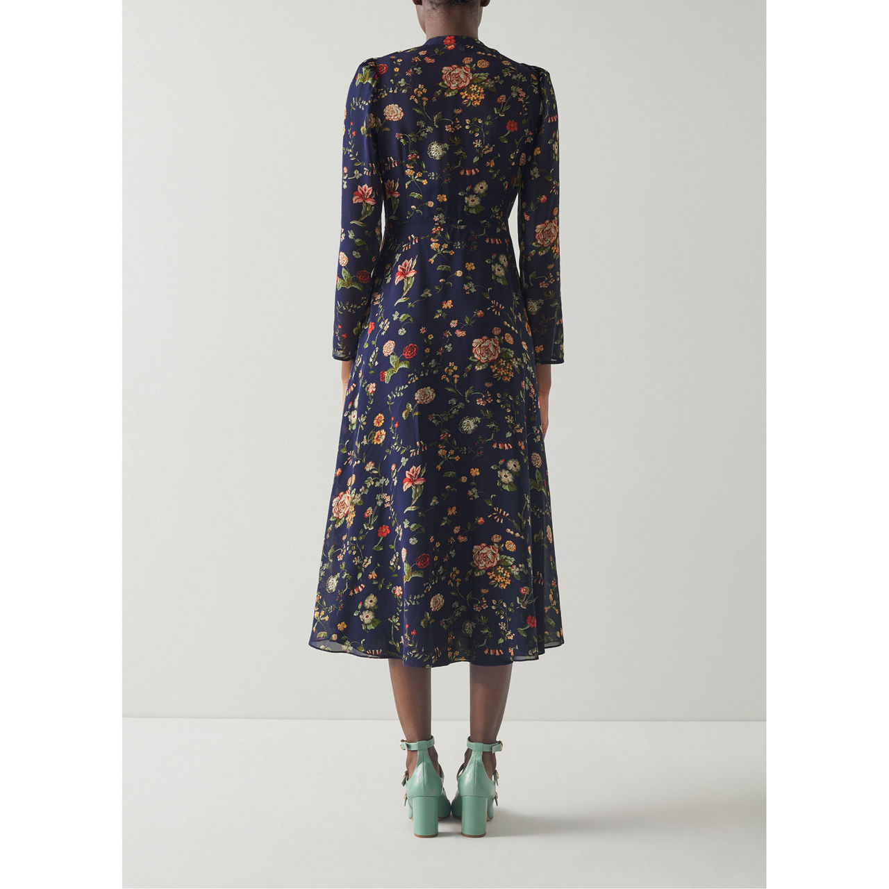 LK Keira Camelia Print Silk Midi Dress