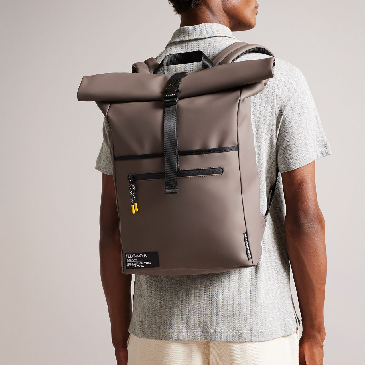 TED BAKER Clime Rubberised Rolltop Backpack