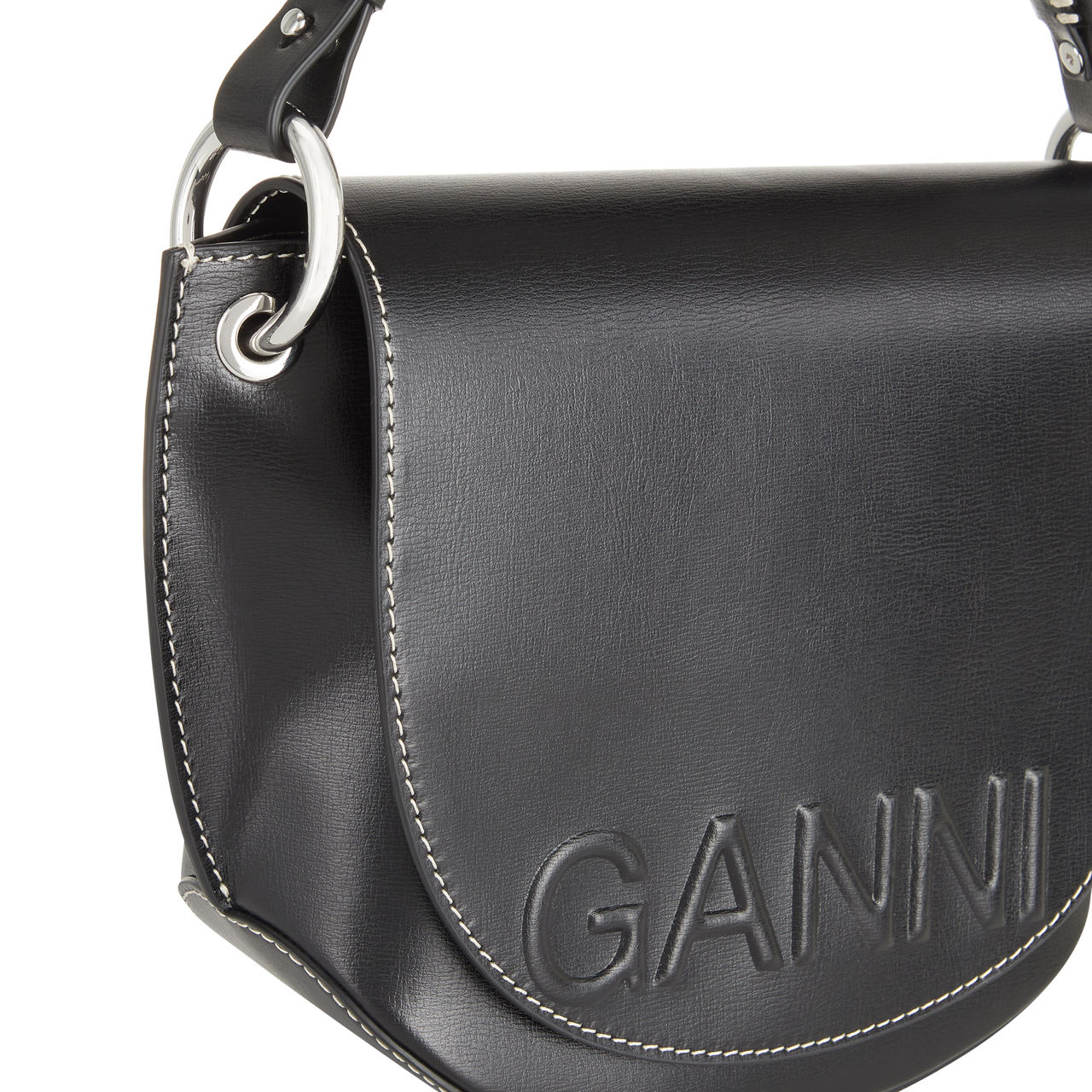 GANNI Banner Recycled Leather Saddle Crossbody Bag