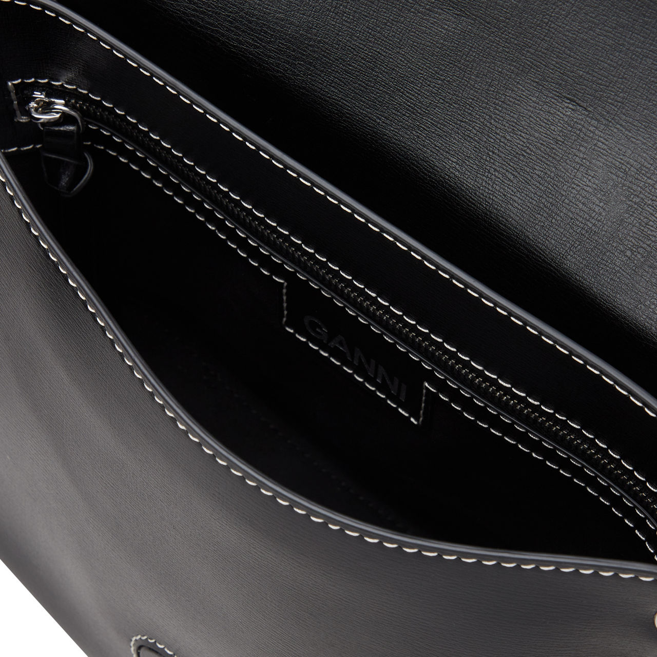 GANNI Banner Recycled Leather Saddle Crossbody Bag