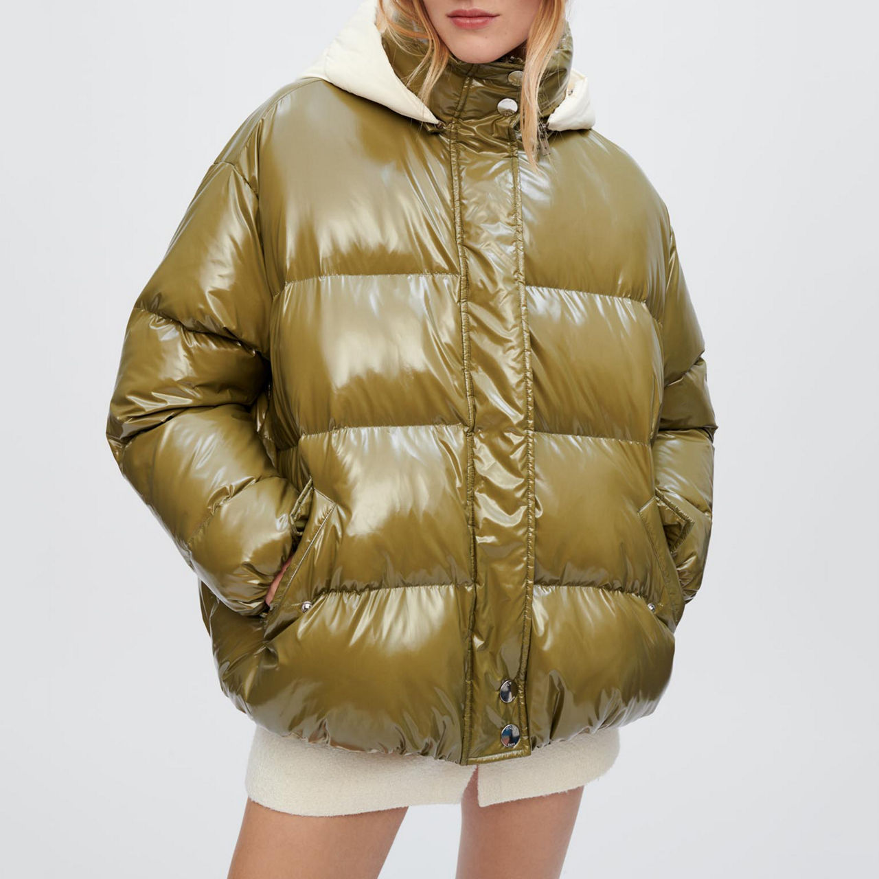 MAJE Garate Puffer Jacket KHAKI