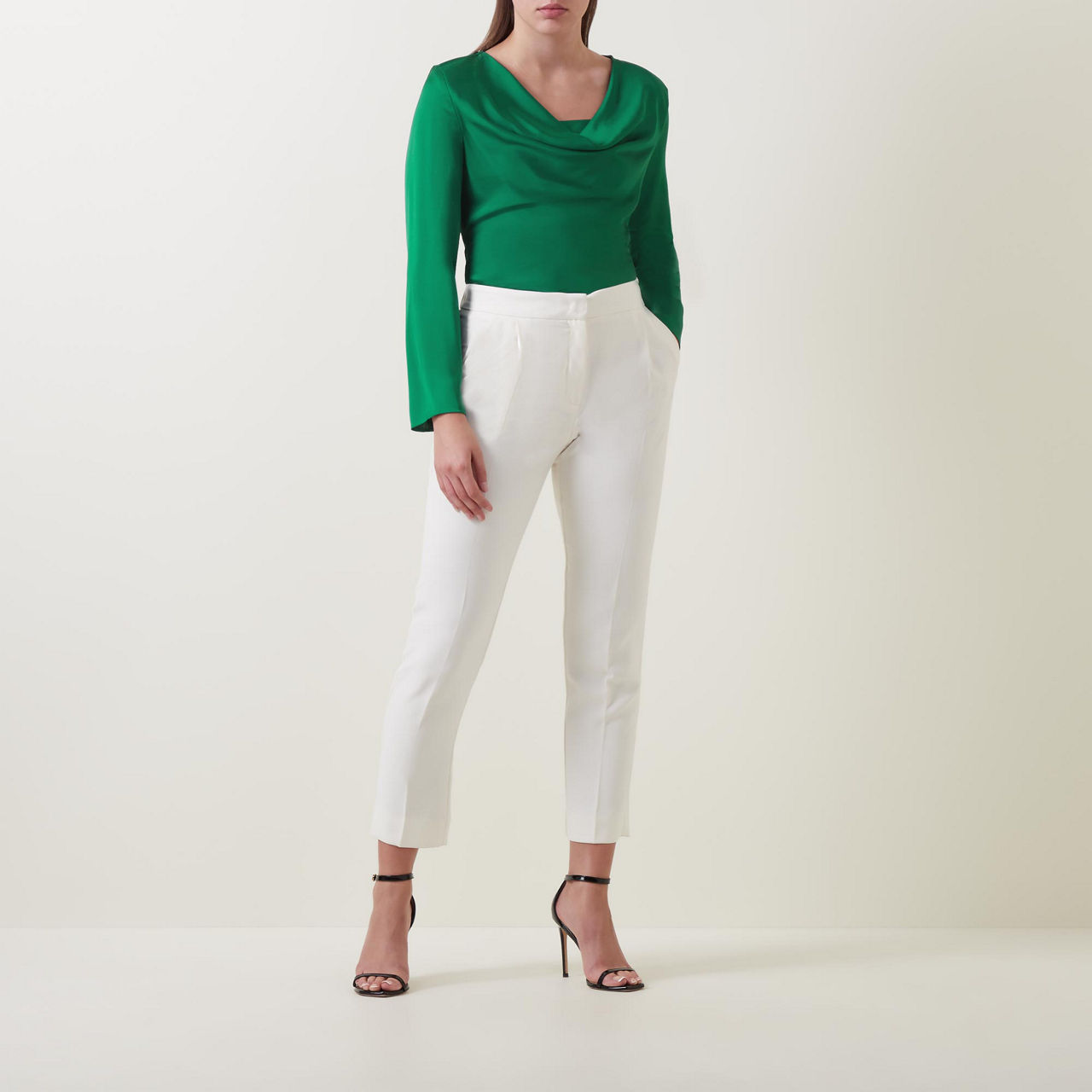 Cowl Neck Knit Blouse with Drape Detail
