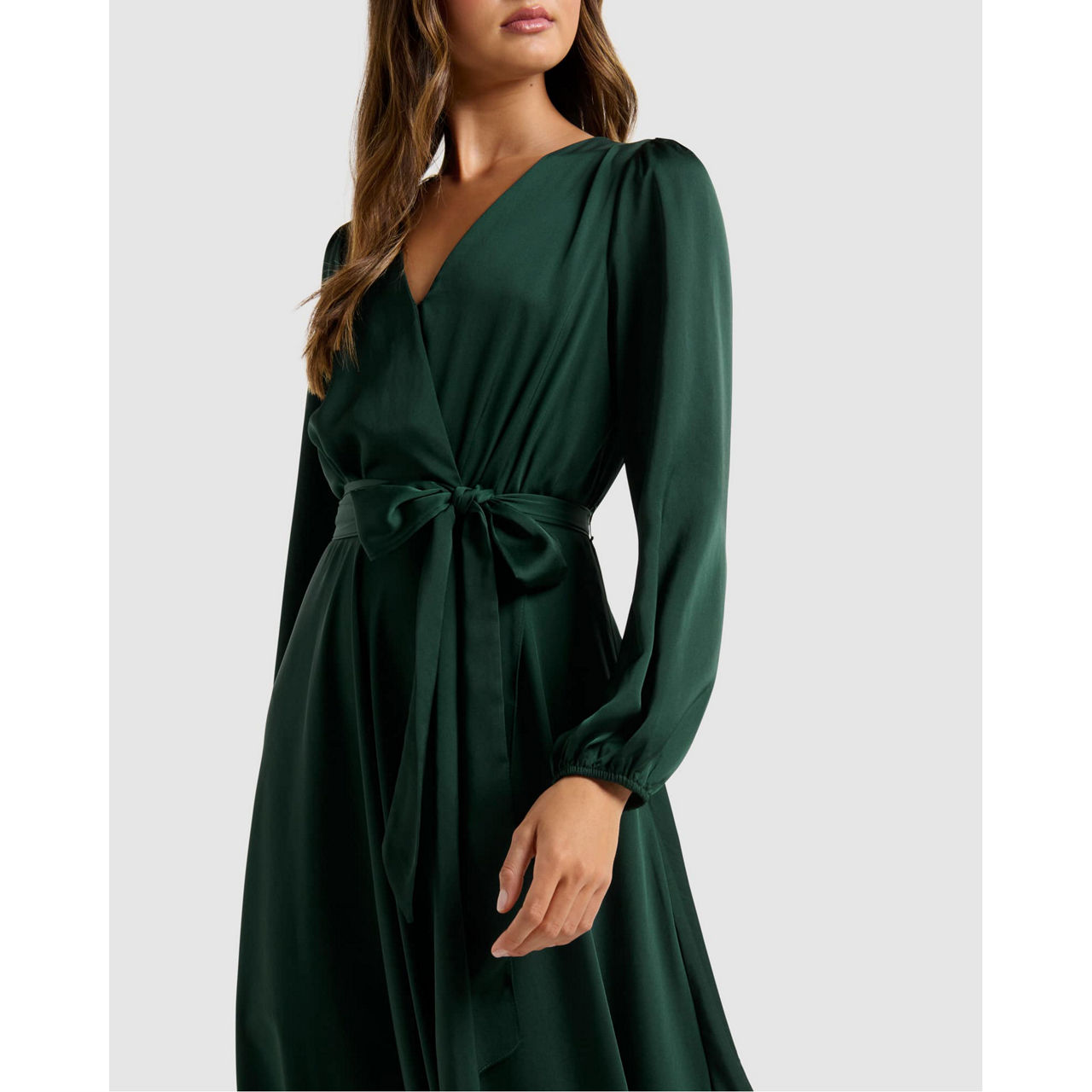 Manhattan Bliss Satin Wrap Dress Curves