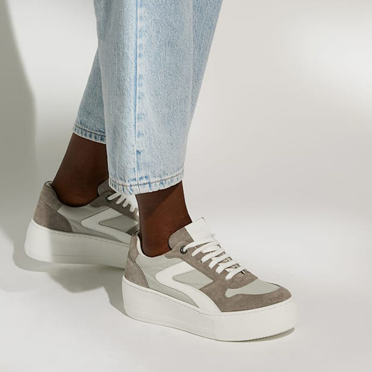 metallic flatform trainers