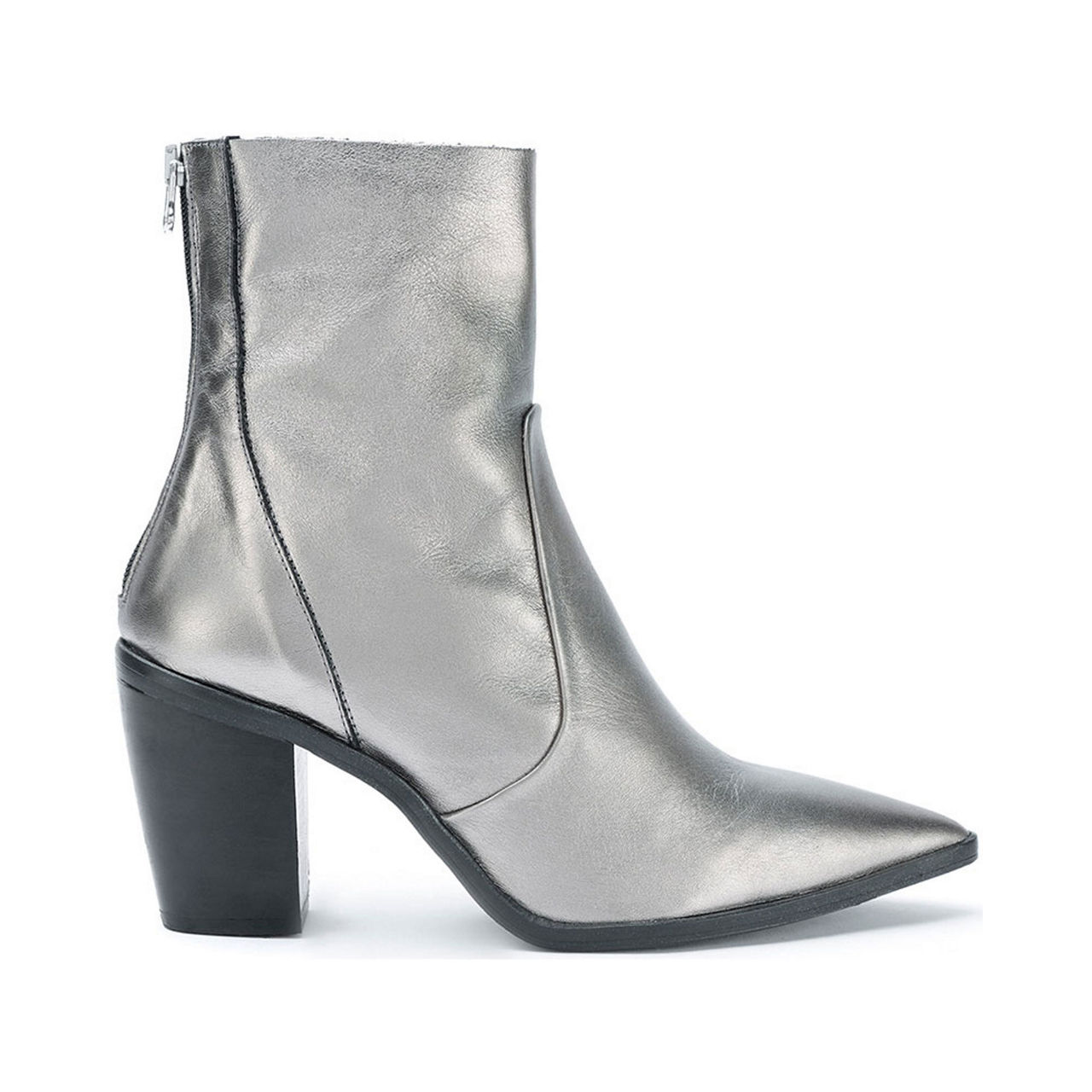 Silver leather 2024 ankle boots