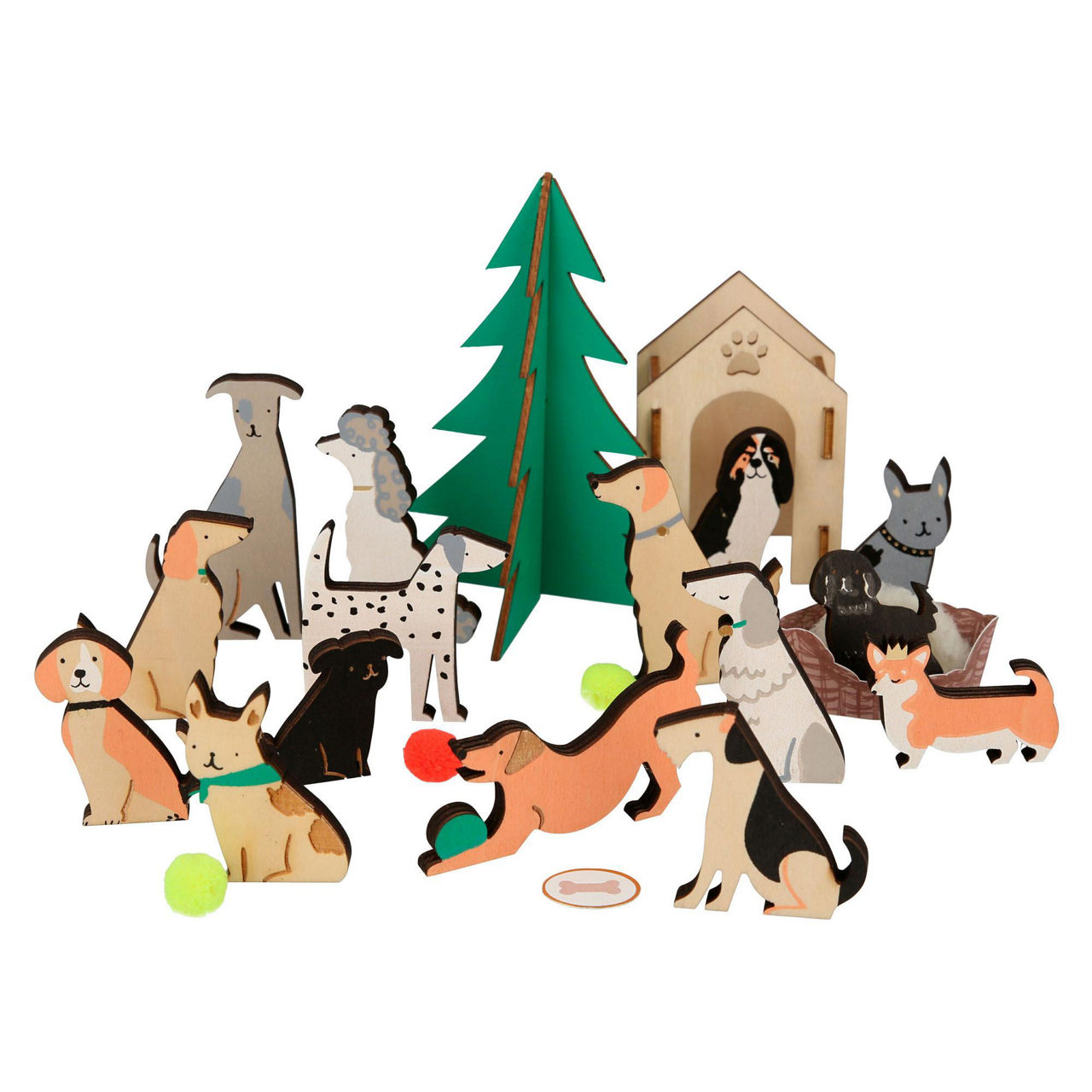 MERI MERI Wooden Dog Advent Calendar Suitcase