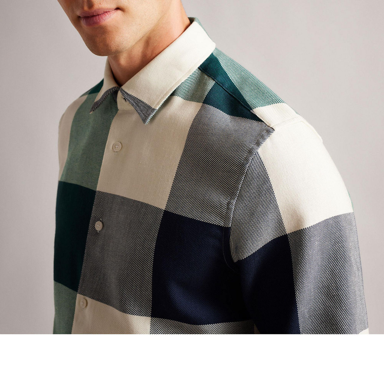 notley long sleeve large scale check shirt