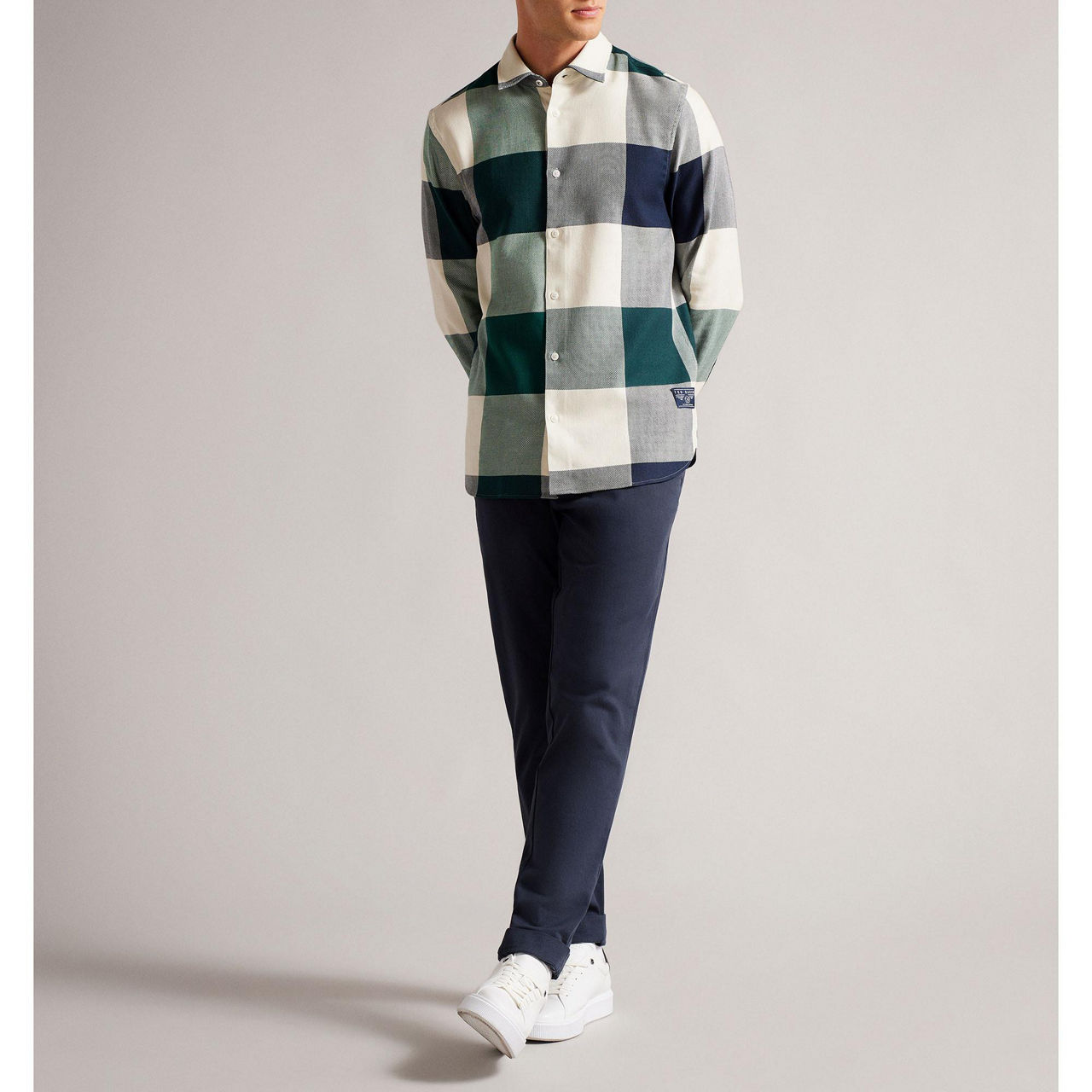 notley long sleeve large scale check shirt