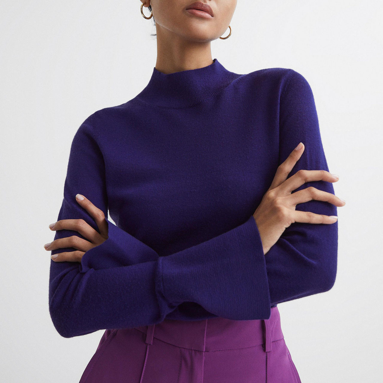 REISS Sasha Merino Wool Split Sleeve Sweater