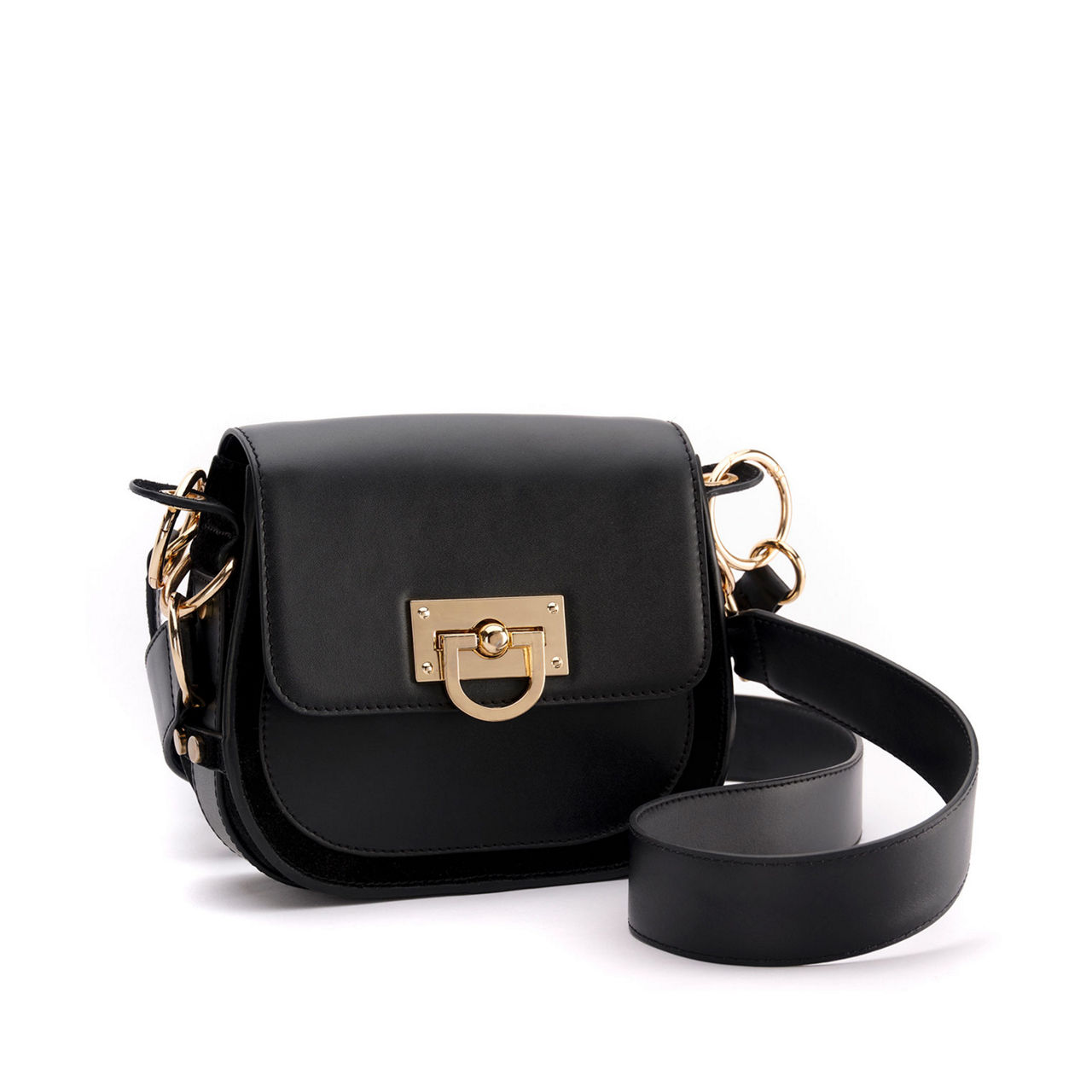 MINT VELVET Mia Small Saddle Bag BLACK