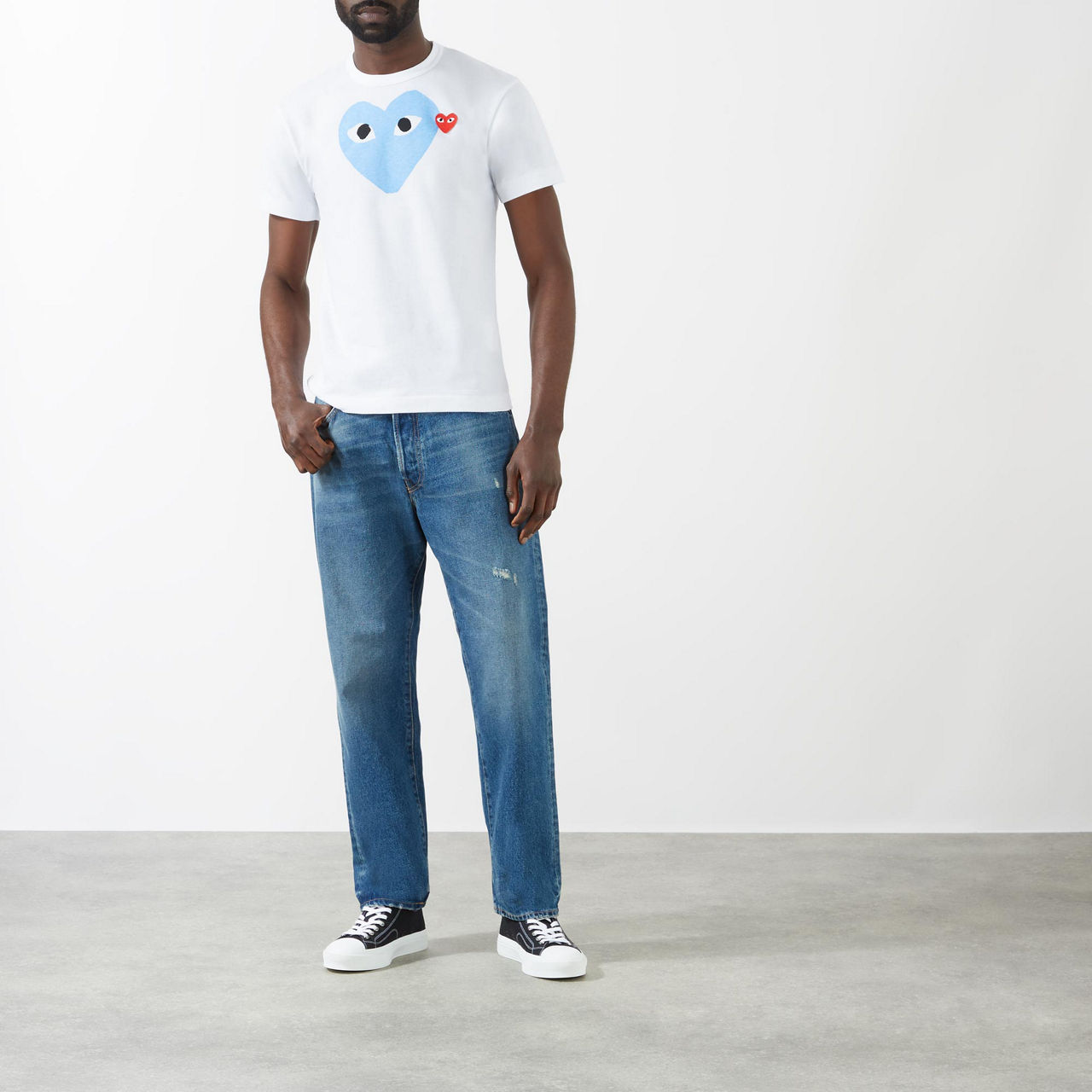 Cdg blue hotsell heart shirt