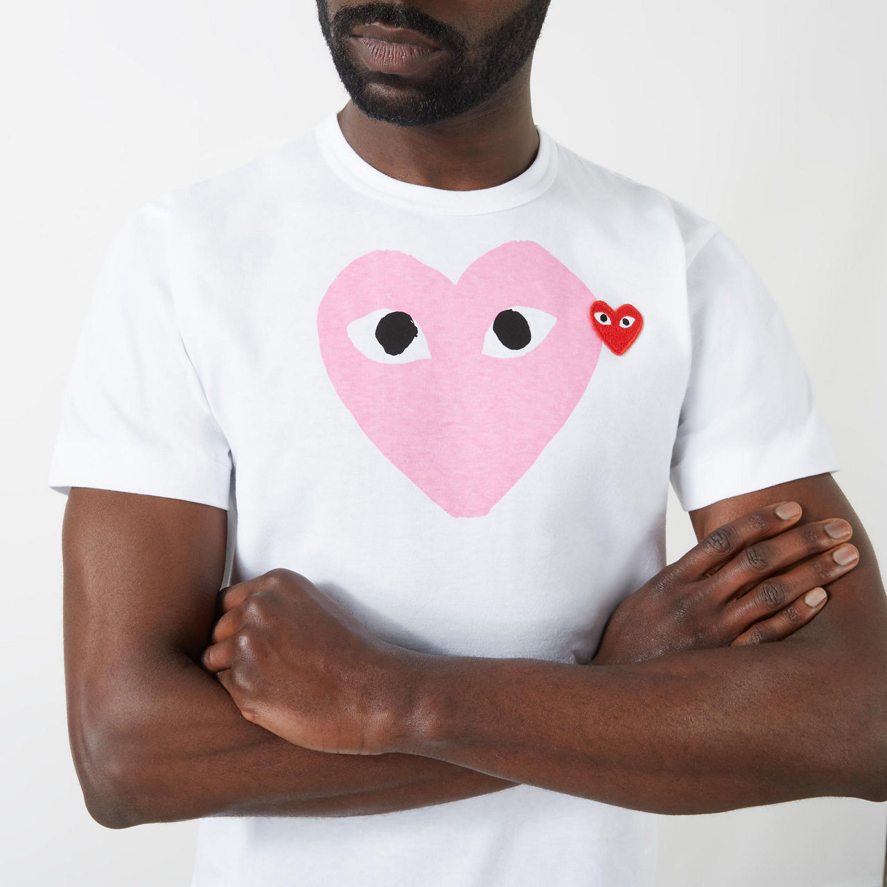 COMME DES GAR ONS PLAY Pink Heart Crew Neck T Shirt