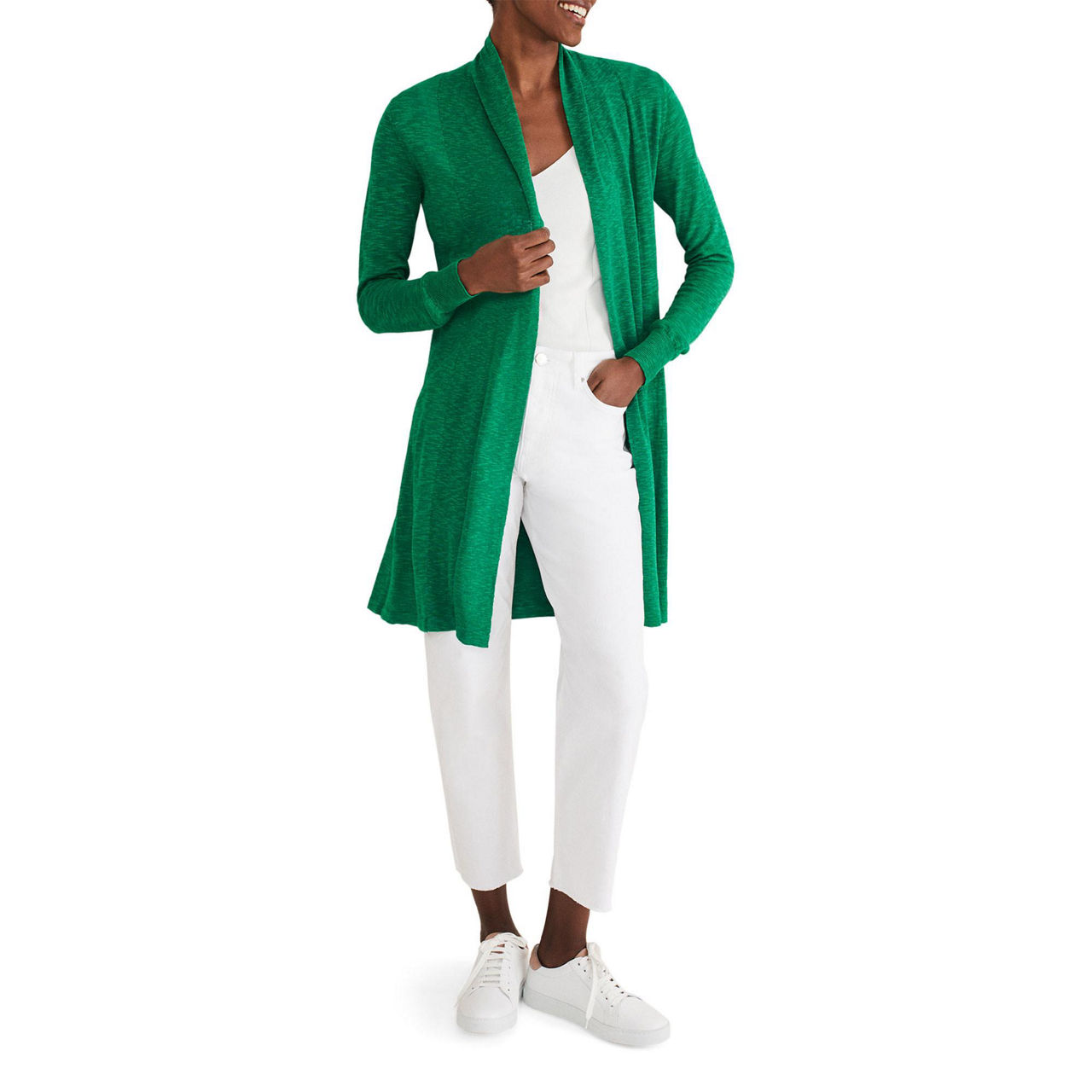 PHASE EIGHT Louise Linen Longline Cardigan - Green