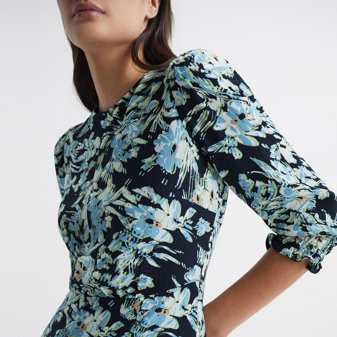 REISS Annie Floral Print Dress