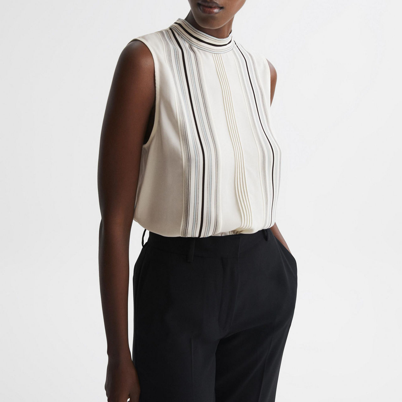 Maisey Oversized Ruffle Collar Striped Blouse