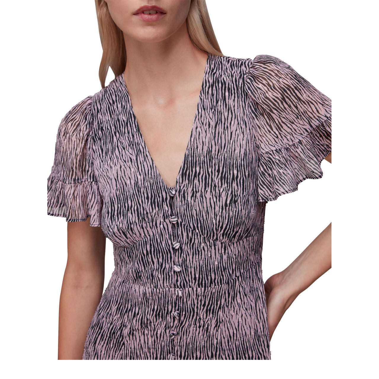 WHISTLES Tiger Dobby Midi Dress