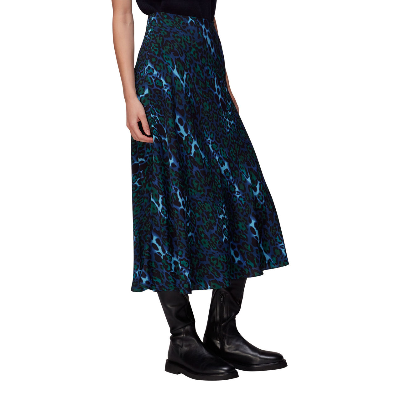 WHISTLES Night Cat Bias Cut Skirt