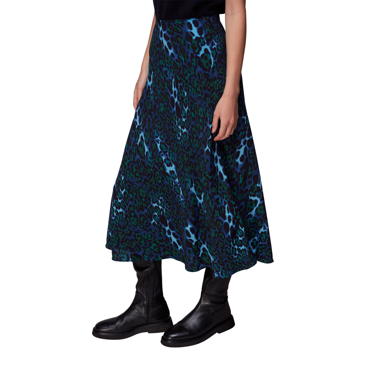 Night Cat Bias Cut Skirt