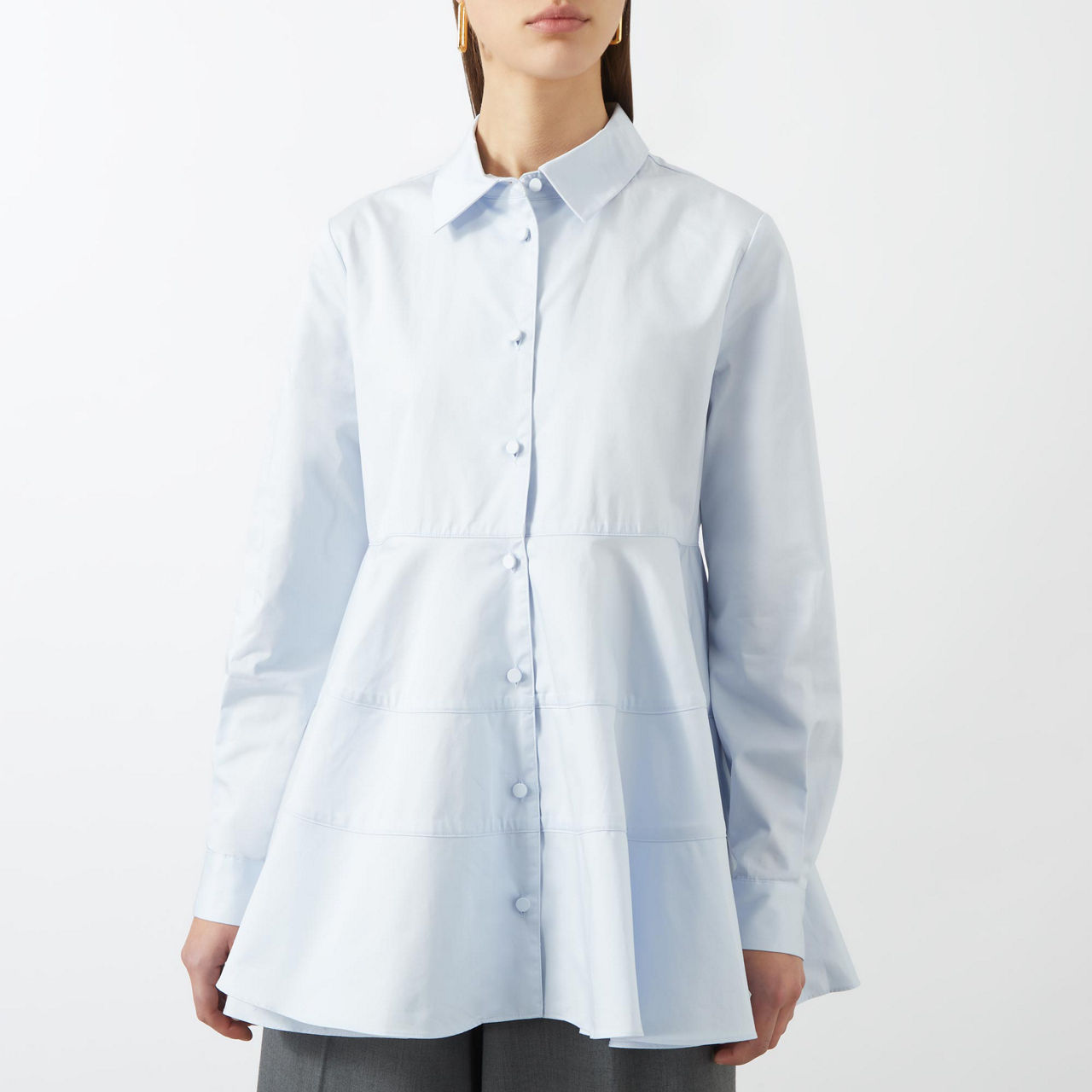 Tie-Neck Buttoned Shirt
