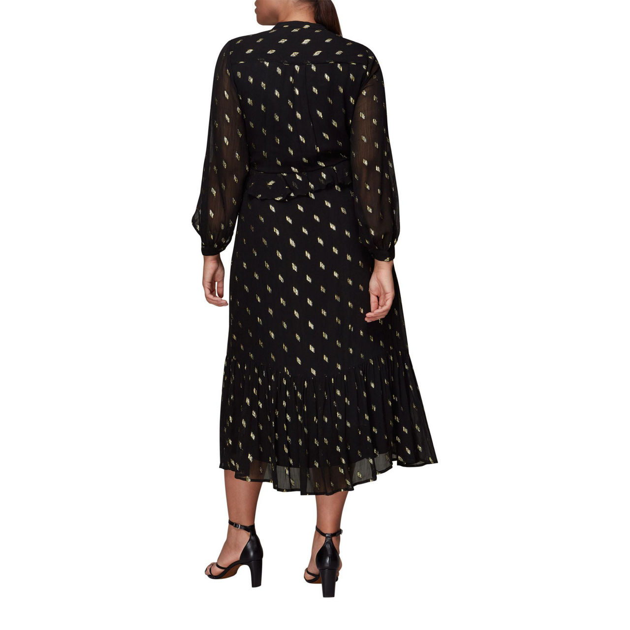 WHISTLES Dobby Metallic Midi Dress