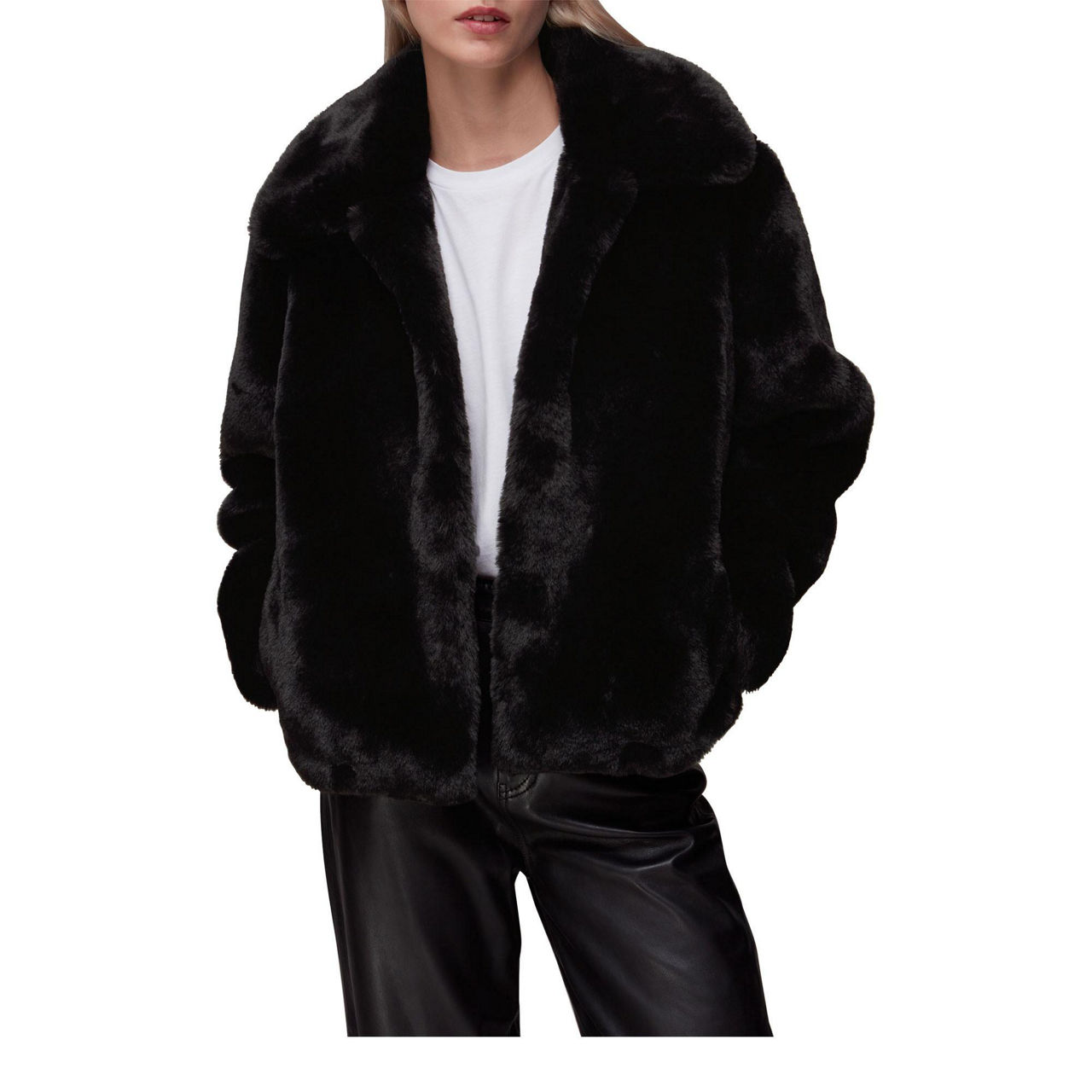 WHISTLES Drew Faux Fur Coat