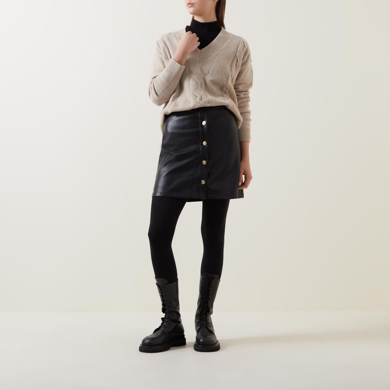 Leather skirt brown clearance thomas