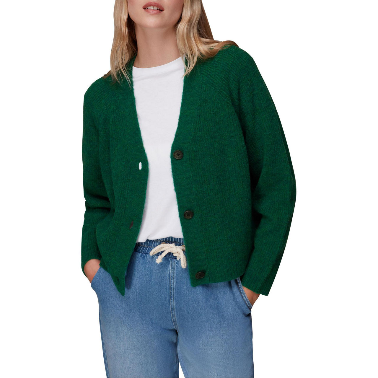 WHISTLES Skye Ribbed Cardigan