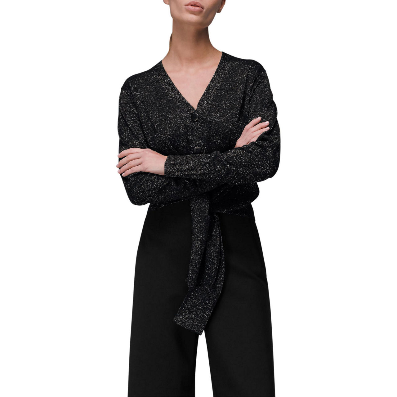 WHISTLES Sparkle Tie Cardigan