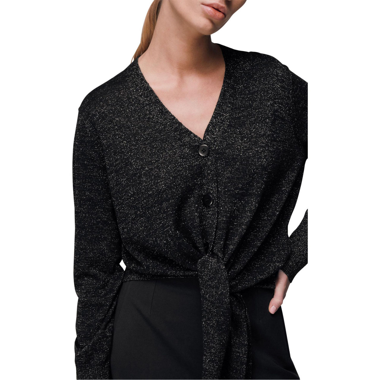 WHISTLES Sparkle Tie Cardigan