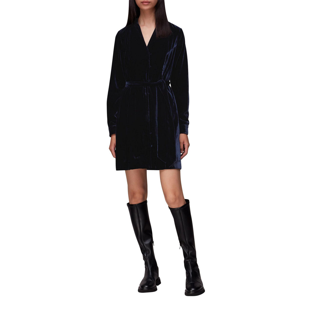 WHISTLES Velvet Wrap Mini Dress