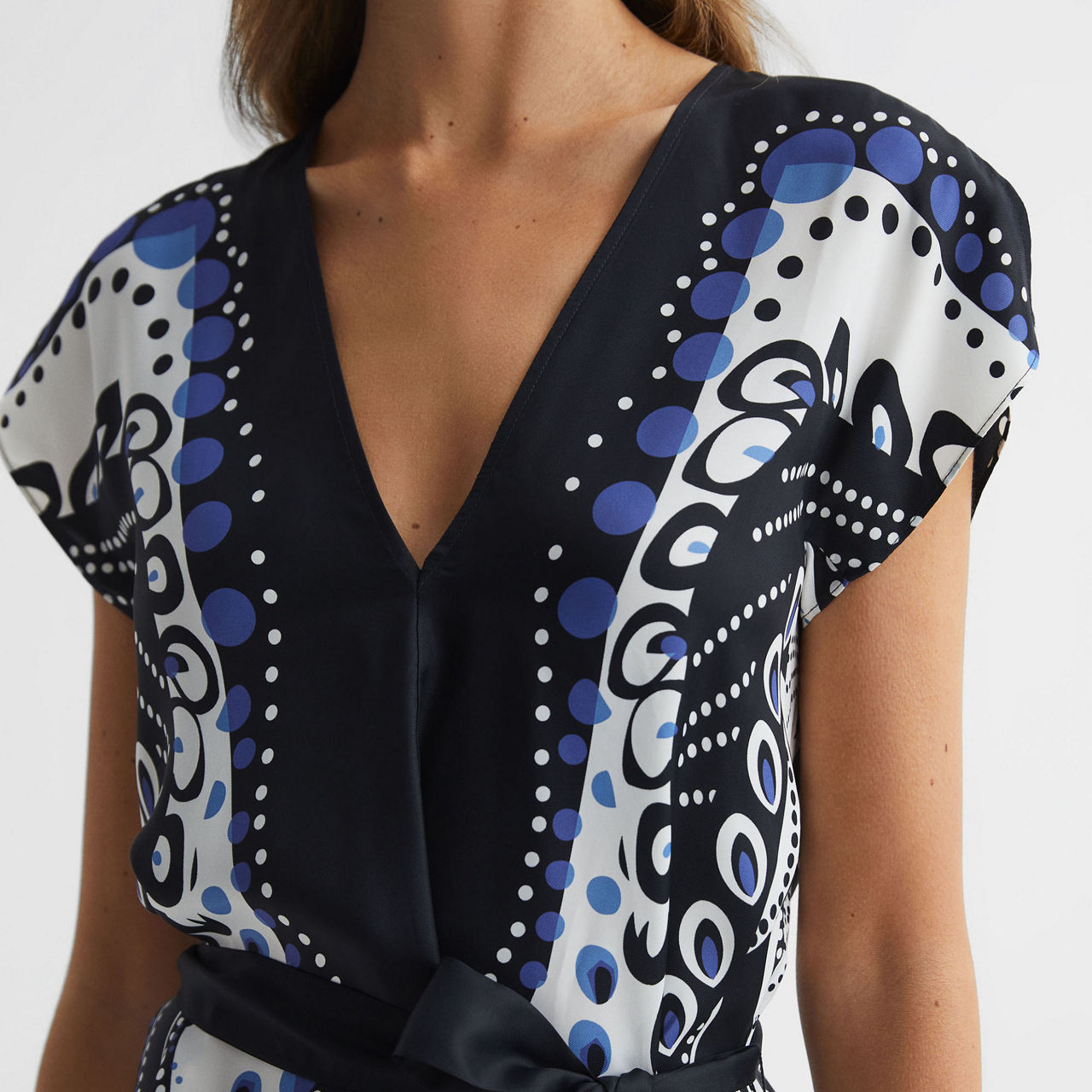 REISS Freja Scarf Print Dress