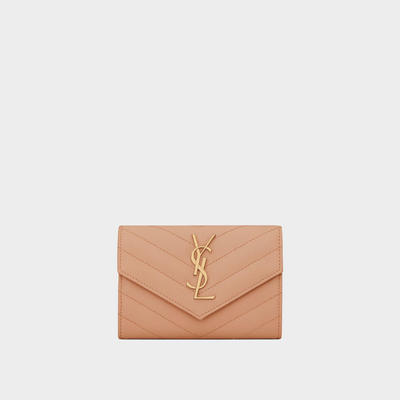 Ysl monogram small envelope wallet in grain de poudre embossed leather sale