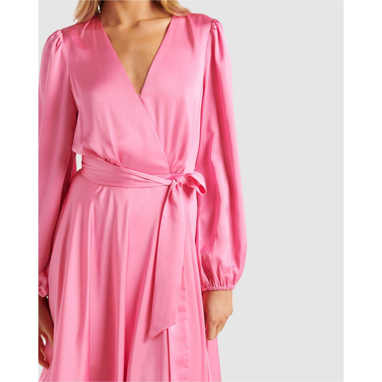 Marilyn Satin Wrap Midi Dress