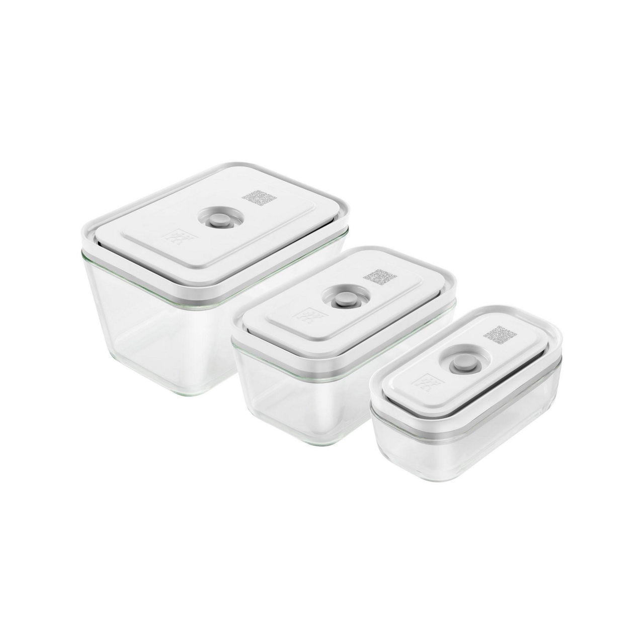 ZWILLING J.A. HENCKELS Fresh & Save SML 3-Pcs Glass Vacuum Box Set - White and Grey