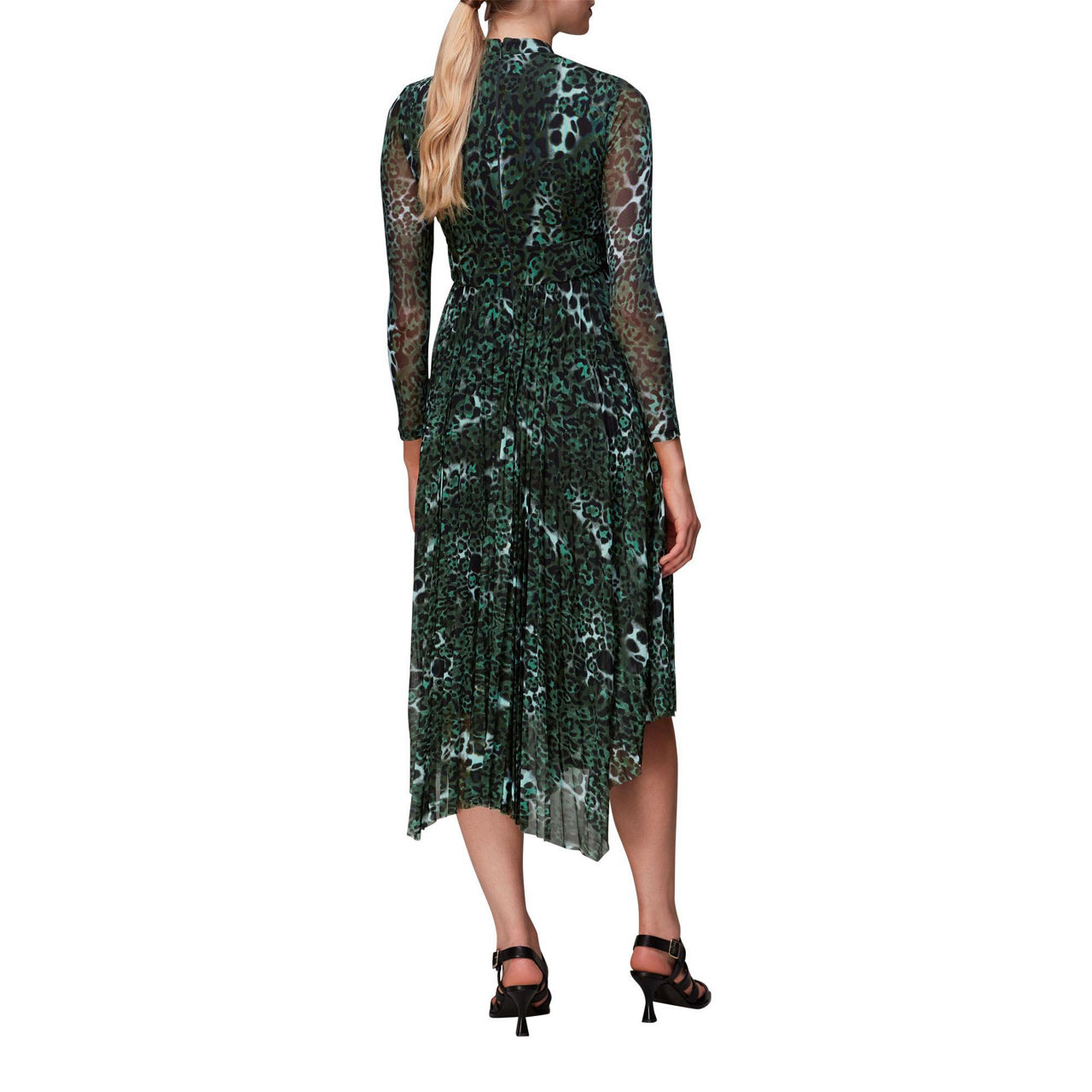 WHISTLES Night Cat Pleated Mesh Dress