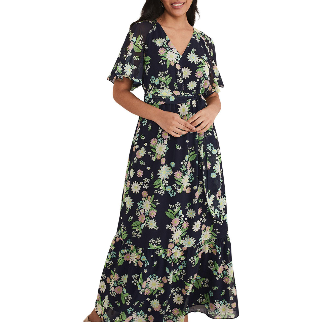 PHASE EIGHT Petite George Floral Print Dress Blue