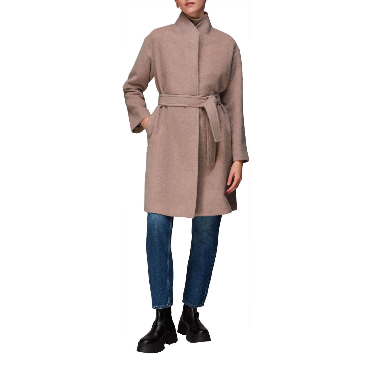 Clara Funnel Neck Wool Coat