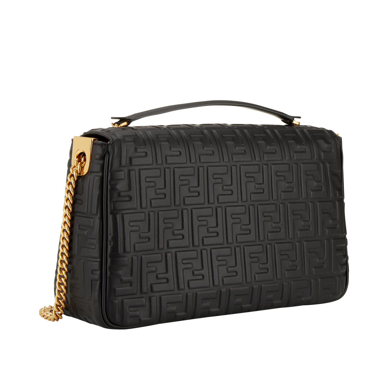 FENDI FF Embossed Large Baguette Crossbody Bag Black