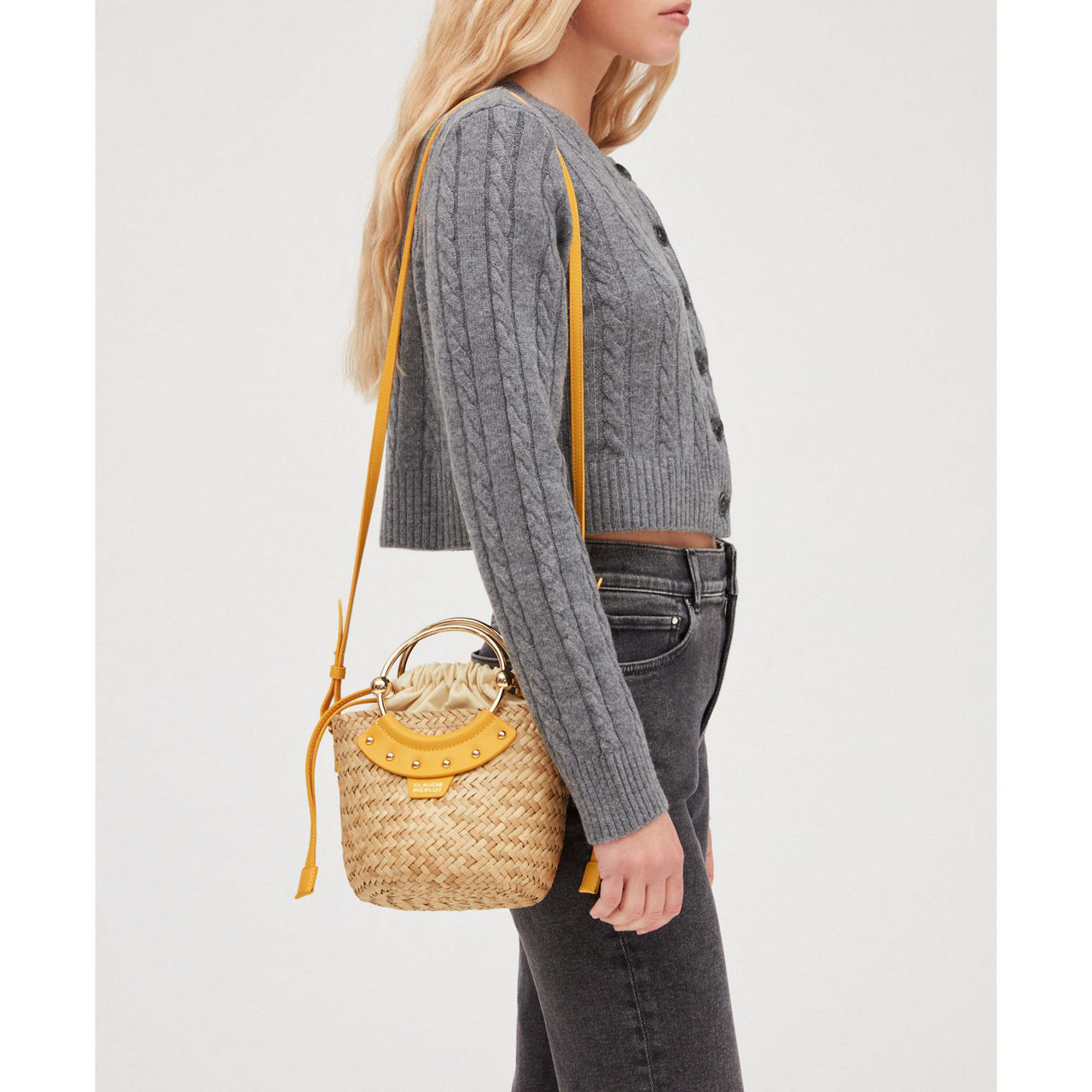 CLAUDIE PIERLOT Abeille Small Wicker Basket Bag