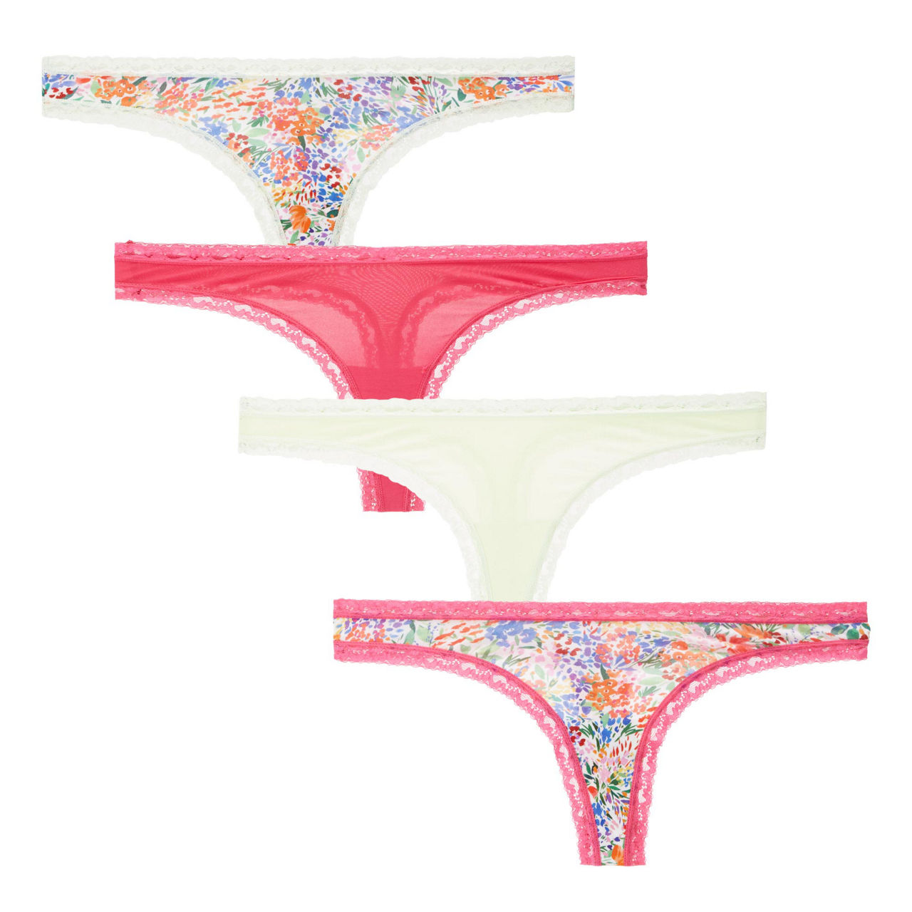 STRIPE & STARE Four-Pack Wildflower Thong Set